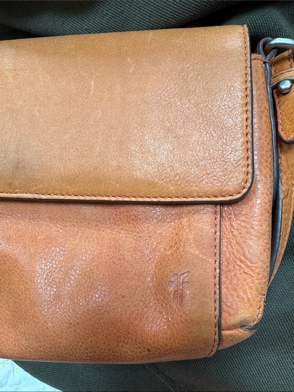 Frye Orange Leather Flap Crossbody - Picture 2 of 8